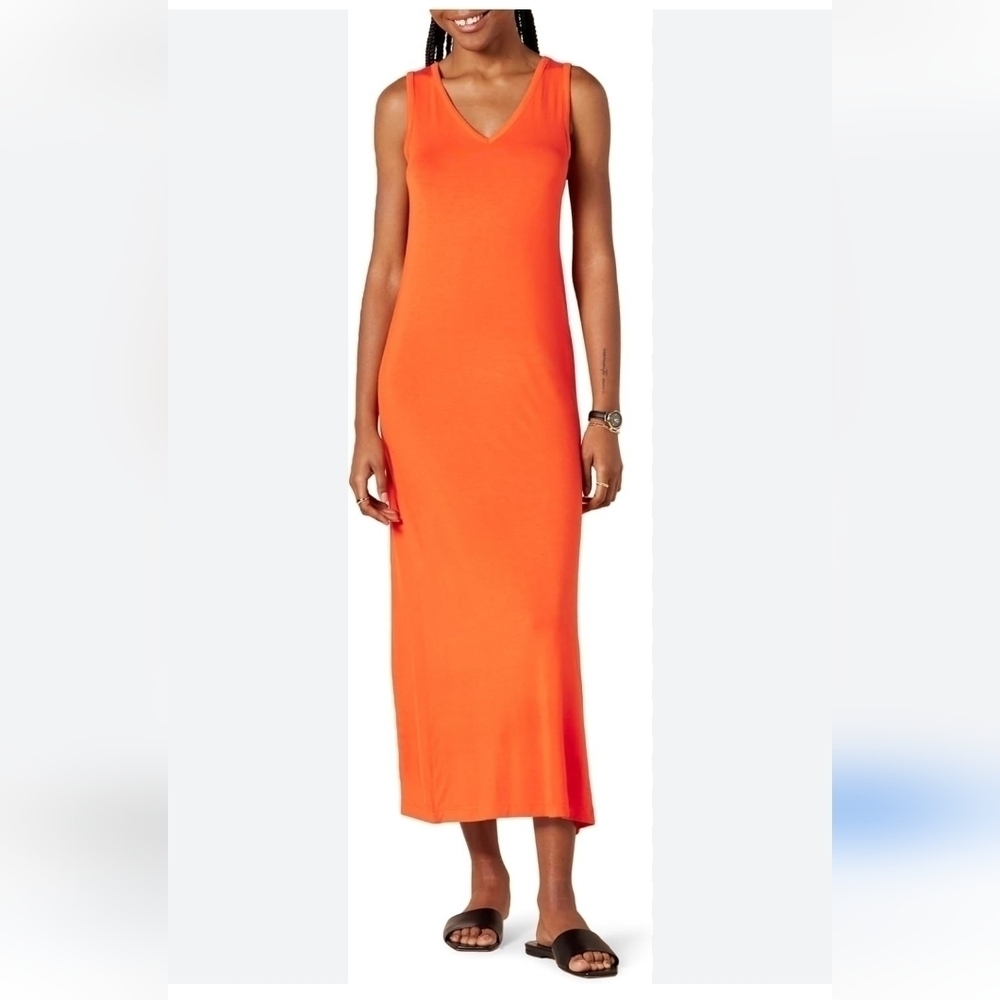 NWT AMAZON ESSENTIALS WOMEN'S JERSEY VNECK TANK MAXI LENGTH DRESS XSMALL